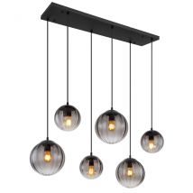 Dallerta Cluster Pendant Ceiling Light Matt Black Smoke Glass Shade 6x E27