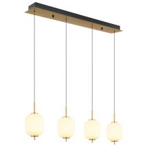 Ewald Bar Pendant Ceiling Light Brass-Coloured Opal Glass Shade 4x LED 3000K