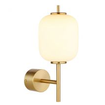 Ewald Wall Lamp Brass-Coloured Opal Glass Shade LED 3000K