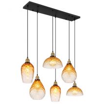 Salvy Cluster Pendant Ceiling Light Matt Black Amber Glass Shade 6x E27