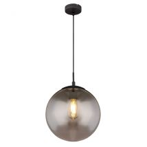 Blama 30cm Globe Pendant Ceiling Light Matt Black Glass Shade 1x E27