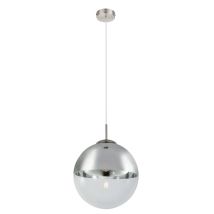 Varus 30cm Globe Pendant Ceiling Light Nickel Matt Transparent Glass Shade 1x E27
