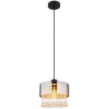 Hendry Pendant Ceiling Light Matt Black Smoke Glass Shade 1x E27