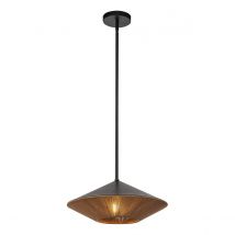 Alora Mood Daphne Dome Pendant Ceiling Light Contemporary Matt Black, Natural 1x E27