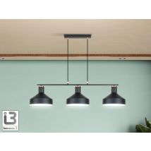 Irias Bar Pendant Ceiling Light Black, Copper 3xE27