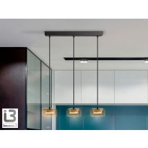 Olaia Bar Pendant Ceiling Light Black, Amber 3xGX53 3000K 660lm