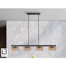 Olaia Bar Pendant Ceiling Light Black, Amber 4xGX53 3000K 660lm