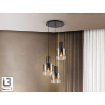 Venize Cluster Pendant Ceiling Light Black, Smoke 3xE27