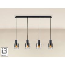 Venize Bar Pendant Ceiling Light Black, Smoke 4xE27