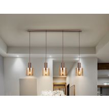 Venize Bar Pendant Ceiling Light Copper, Amber 4xE27
