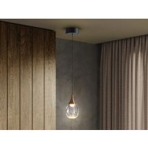 Corina Slim Pendant Ceiling Light Black, Copper LED 3000K