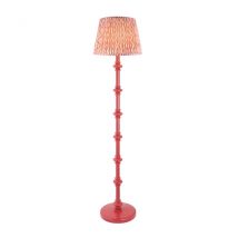 Carnaby Satin Pink Clay Paint Floor Lamp with Coral Pink Fabric Ripple Shade 35cm B22