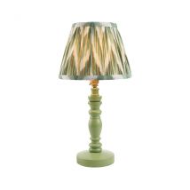Bibury Satin Cotswold Green Paint Table Lamp with Cotswold Green Fabric Zigzag Shade 20cm B22