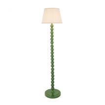 Higgledy Gloss Cotswold Green Paint Floor Lamp with Vintage White Fabric Ivy Shade 35cm E27