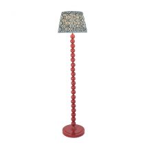 Higgledy Gloss Pink Clay Paint Floor Lamp with Marlin Blue Fabric Ripple Shade 35cm E27