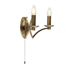 2 Light Wall Light Antique Brass