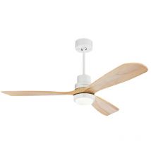 Aurion Ceiling Fan White Matt - Natural Wood Blades LED 3000-4000-6000K
