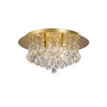 Dahlia Flush Ceiling, 350mm Round, 4 Light G9 Crystal French Gold