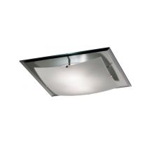 Brooklyn Flush Ceiling, 420mm Square, 3 Light E27 Frosted, Smoked Mirror