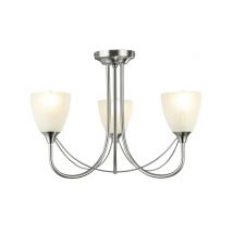 Cooper Semi Flush Ceiling 3 Light Satin Nickel, Opal Glass