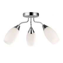 Denia Semi Flush Ceiling 3 Light E14 Polished Chrome, Opal Glass