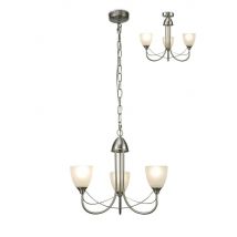 Cooper Ceiling Pendant 3 Light E14 Satin Nickel, Opal Glass