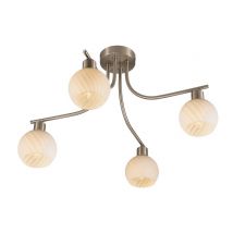 Carmen Semi Flush Ceiling 4 Light E14 Satin Nickel, Round Swirl Pattern Fosted Glass