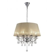 Olivia Ceiling Pendant with Soft Bronze Shade 8 Light Polished Chrome, Crystal