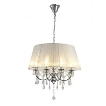 Olivia Ceiling Pendant with White Shade 8 Light Polished Chrome, Crystal