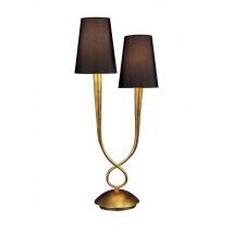 Paola Table Lamp 2 Light E14, Gold Painted with Black Shades