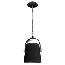 Nordica Ceiling Pendant with Black Shade 1 Light E27, Matt Black, Beech with Black Shade