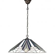 Astoria 1 Light Large Ceiling Pendant Dark Bronze, Tiffany Style Glass, E27