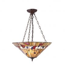 Astoria 2 Light Medium Table Lamp Black, Tiffany Style Glass, E27