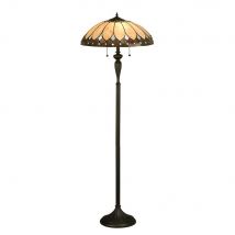 Brooklyn 2 Light Floor Lamp Dark Bronze, Tiffany Glass, E27