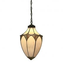 Brooklyn 1 Light Medium Ceiling Pendant Dark Bronze, Tiffany glass, E27