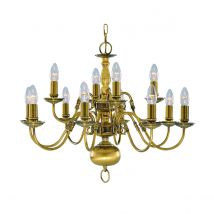 Flemish 12 Light Chandelier Antique Brass Finish, E14