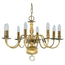 Flemish 8 Light Chandelier Antique Brass Finish, E14