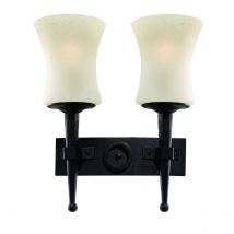 Cartwheel 2 Light Indoor Wall Light Black with Scavo Glass, E27
