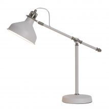Tioga Adjustable Table Lamp, 1 x E27, Sand White, Satin Nickel, White