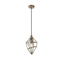 Clymer Small Caged Ceiling Pendant, 1 x E27, Antique Brass