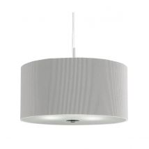 Drum Pleat 3 Light Ceiling Pendant Chrome, Grey with Glass Diffuser And Shade, E27