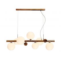 Newstead Ceiling Pendant, 7 x G9, Antique Copper, Opal & Copper Glass