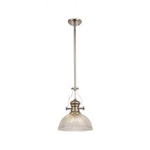 Worcester Telescopic Dome Ceiling Pendant E27 With 30cm Dome Glass Shade, Polished Nickel, Clear