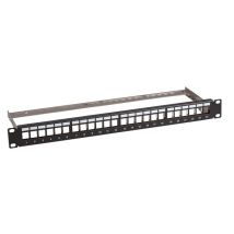 Verteilerfeld 19" 1HE 24-Port metall grau  -- mit 24x Keystone slimline CAT6a