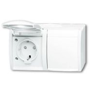 BJ Ocean Steckdose mit 20/2 EBW-54 Klappdeckel waager 2fach AP