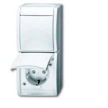 BJ Kombi Steckdose 2601/6/20 EBW-54 Wippschalter ocean IP44 alpinweiß