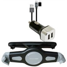 RealPower KFZ-Ladegerät Set + Kabel + Halterung Tablet