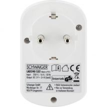 Schwaiger Ladegerät mit Steckdose 2xUSB 230V 3400mA Weiß