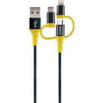 Schwaiger Ladekabel USB 2.0 A>3-in-1    1,2m schwarz/gelb