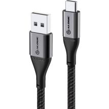 Alogic USB 2.0 Datenkabel Typ C -A M/M 3A 480 Mbps 0,3m,  gr